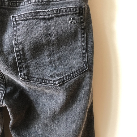 RAG & BONE 10" crop flare raw hem distressed jean in wash black thorne | size 24 - Picture 6 of 9